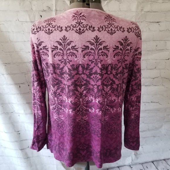 Gloria Vanderbilt Purple Hombre Embellished Top Lg - Picture 3 of 15